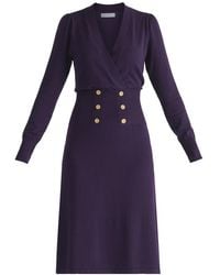 Paisie - Knitted Viscose Wrap Dress With Buttons - Lyst