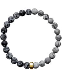 Ora Pearls - Aro Men's Snowflake Obsidian & Map Jasper Bracelet Gold Bead - Lyst