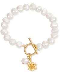 Pearls of the Orient Online - Vita Cultured Freshwater Pearl Bracelet With Cherry Blossom Charm - Lyst