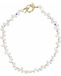 Farra - Flower Petal Shaped Freshwater Pearls Necklace - Lyst