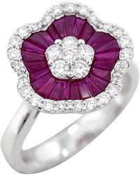 Artisan - Ruby And Diamond Flower Ring - Lyst