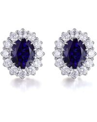 Viviana Halil - The Yahara Earrings Lab Sapphire With Moissanite Halo - Lyst