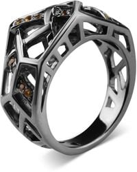 Bellus Domina - Rhodium Plated Crossover Citrine Ring - Lyst