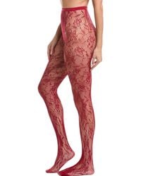 HIGH HEEL JUNGLE by KATHRYN EISMAN - Venise Lace Fishnet Tights Wine - Lyst