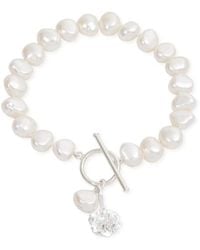 Pearls of the Orient Online - Vita Cultured Freshwater Pearl Bracelet With Cherry Blossom Charm - Lyst