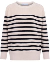 Paul James Knitwear - Neutrals Cotton Ribbed Breton Tiana Jumper - Lyst