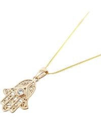 Harfi - Dainty Hamsa Hand Pendant Charm Plated Necklace - Lyst