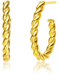 Genevive Jewelry - Rachel Glauber Plated Twisted Open Hoop Earrings - Lyst