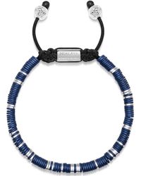 Nialaya - Beaded Bracelet With Dark Blue And Silver Disc Beads - Lyst