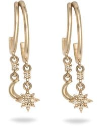 Zohreh - Celestial Diamond Charm Hoop Earring Pair 9K - Lyst