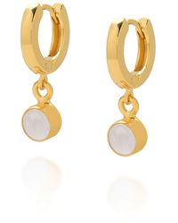 Nellou Jewellery - Neutrals Gem Hoop Birthstone Earrings April Plated Sterling - Lyst