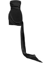 POST MERIDIEM - Mini Dress With Train & Rhinestone Detail - Lyst