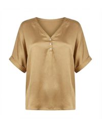 James Lakeland - Neutrals Camel Button Detail Relaxed Fit Top - Lyst
