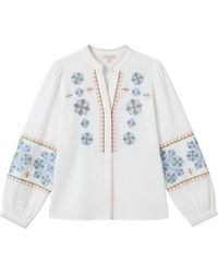 LAtelier London - Embroidered Sleeve Cotton Shirt - Lyst