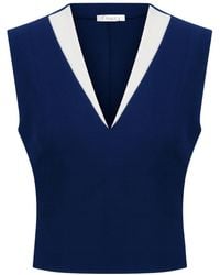 Maan Istanbul - Deep V-Neck, Sleeveless Dark Blouse - Lyst