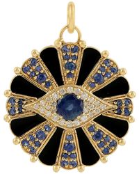 Artisan - Natural Diamond Evil Eye Pendant 14k Gold Blue Sapphire Enamel Jewelry - Lyst