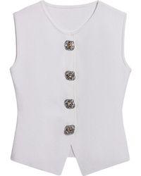 Nocturne - Ivory Embellished Sleeveless Knit Top - Lyst