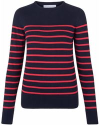 Paul James Knitwear - Ultra Fine Cotton Tavia Breton Crew Neck Jumper - Lyst