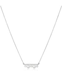 Pearls of the Orient Online - Stella Cultured Freshwater Pearl & Cubic Zirconia Bar Pendant - Lyst