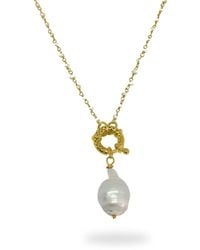 LINYA JEWELLERY - Baroque Pearl Chain Necklace - Lyst