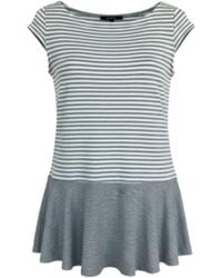 Conquista - Striped Peplum Top With Cap Sleeves - Lyst