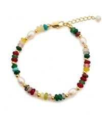 Angel Barocco - Multi-Coloured Natural Stone Pearl Bracelet - Lyst