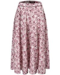 Smart and Joy - Cotton Midi Skirt With Floral Print - Lyst