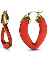Gold & Honey - Garnet Curb Link Lucite Birthstone Hoop Earrings - Lyst