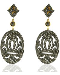 Artisan - Natural Pave Diamond 18k Gold 925 Sterling Silver Handmade Dangle Earrings Jewelry - Lyst