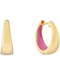 Auree - Havana Flamingo Enamel & Huggie Hoop Earrings - Lyst