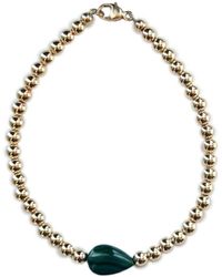 Herself Collections - Filled Bead Bracelet With Malachite Teardrop Stone - Lyst