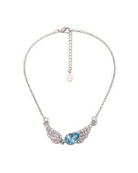 Modenaire - Aqua Teardrop Angel Wing Pendant Necklace - Lyst