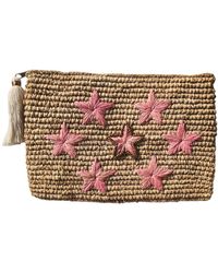 OhSun - Neutrals Starr Embroidered Raffia Clutch - Lyst