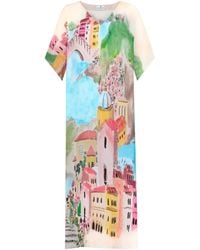 DHARA SHETH DUBAI - La Riviera Printed Long Kaftan Dress With Side Slits - Lyst
