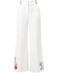 Rondooz - Hand Painted Crepe Trousers With Antique French Gobelin Tapestry & Hand Applied Embellishment - Lyst