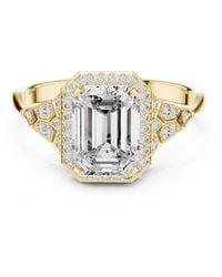Aya Fine Jewelry - Emerald Cut Lab Grown Diamond Halo Engagement Ring - Lyst