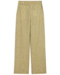 Nocturne - Neutrals Linen Striped High-Waist Pants - Lyst