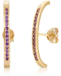Glamrocks Jewelry - Pavé Suspension Hoops- Lavender - Lyst