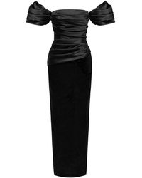 POST MERIDIEM - Maxi Dress With Draped Bodice & Sleeves - Lyst