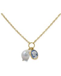 Vintouch Italy - Sky Blue Cameo With A Pearl Necklace - Lyst