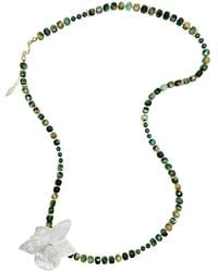 Farra - Cube Tiger-Eye Stone With Giant Flower Shell Long Necklace - Lyst
