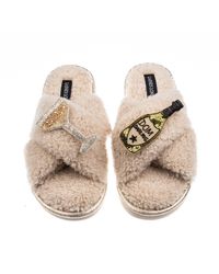 Laines London - Neutrals Laines Neutral Boucle Slippers With Dom Darling Champagne Brooches - Lyst