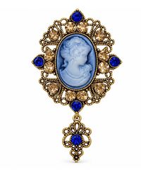 By Ozge - Royal Cameo Sapphire & Citrine Crystal Vintage Statement Brooch - Lyst