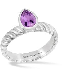 Dower & Hall - Amethyst Pear Twist Twinkle Ring - Lyst