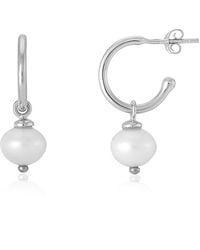 Auree - Manhattan Silver & Freshwater Pearl Interchangeable Hoops Earrings - Lyst