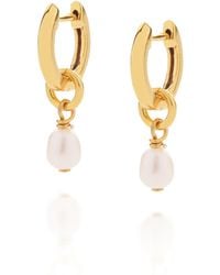 Nellou Jewellery - Micro Pearl Hoop Earrings - Lyst