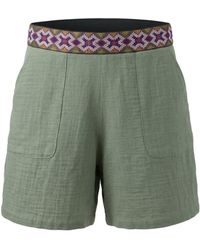 Lalipop Design - Sage Muslin Textured Waistband Relaxed Shorts - Lyst
