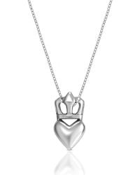 Unaloe - Sterling Crown And Heart Necklace For – Queen Love Pendant Jewellery - Lyst