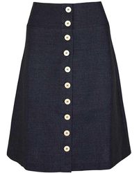 blonde gone rogue - Linen Midi Skirt, Upcycled Linen, In Navy - Lyst