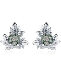 Azura Jewelry New York - Frosted Fern Moss Agate Stud Earrings Vermeil - Lyst